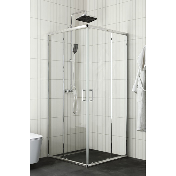 Набор 2 в 1: Душевое ограждение BelBagno (85-100)х(85-100) см UNIQUE-A-2-85/100-C-Cr + Душевая стойка BelBagno DUE-DOCM-CRM - фото 2