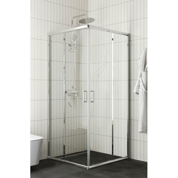 Набор 2 в 1: Душевое ограждение BelBagno (85-100)х(85-100) см UNIQUE-A-2-85/100-C-Cr + Душевая стойка BelBagno UNIQUE-VSCM-CRM - фото 2