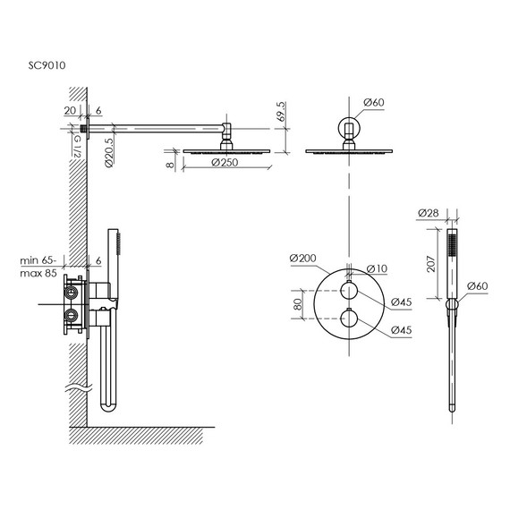 Душевая система для душа с термостатом Sancos Etna SC9010BG, брашированное золото - фото 3
