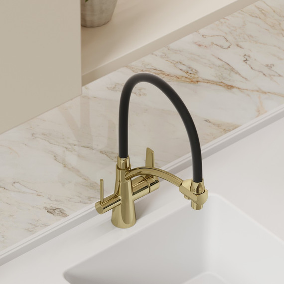 Смеситель для кухни Sancos Eri SC4001ZG, полированное золото/чёрный - фото 5