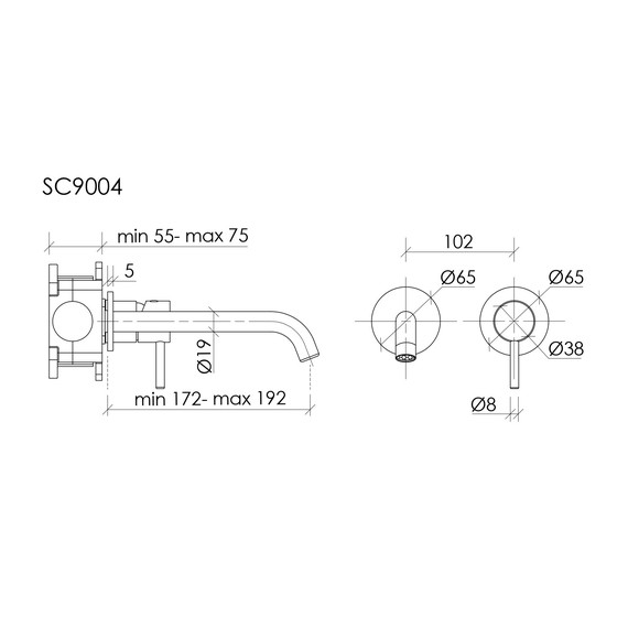Смеситель для раковины настенный Sancos Etna SC9004GG, вороненая сталь (со скрытой частью) - фото 2