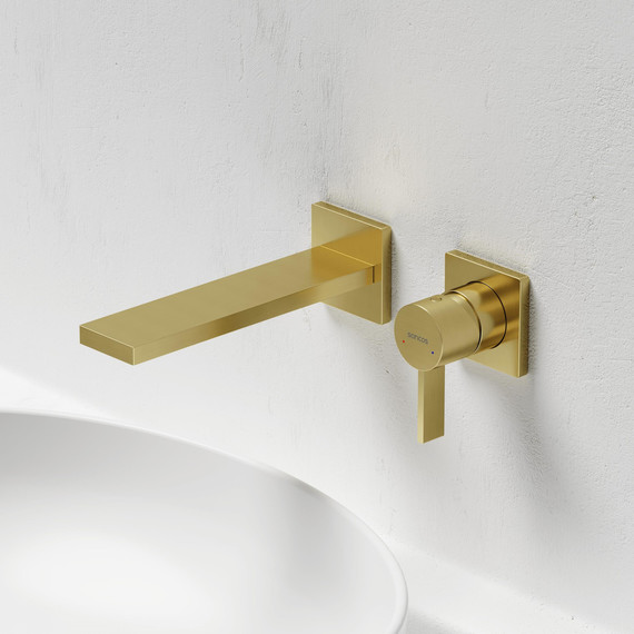 Смеситель для раковины настенный Sancos Linn SC9021BG, брашированное золото (со скрытой частью) - фото 2