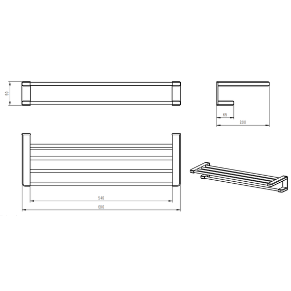Полка для полотенец Wonzon & Woghand WW-V3902-MB, цвет чёрный матовый - фото 2