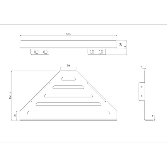 Полка угловая Wonzon & Woghand WW-6132-BGM, цвет тёмный графит брашированный - фото 2