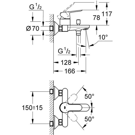 Набор смесителей 3 в 1 для ванны с коротким изливом Grohe Start Edge 120210 - фото 9