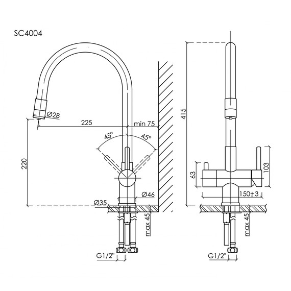 Смеситель для кухни Sancos Lucia SC4004MB, чёрный матовый/чёрный - фото 8