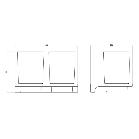 Стакан двойной для зубных щеток Wonzon & Woghand Eclipse WW-9128-BL, цвет чёрный глянцевый - фото 4
