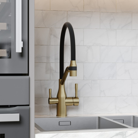 Смеситель для кухни Sancos Orta SC4008BG, брашированное золото/чёрный - фото 2