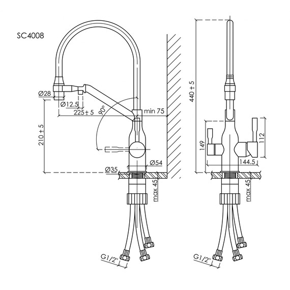 Смеситель для кухни Sancos Orta SC4008CH, хром/чёрный - фото 8