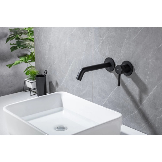 Смеситель для раковины настенный Allen Brau Priority 5.31030-31 (со скрытой частью) чёрный матовый - фото 5