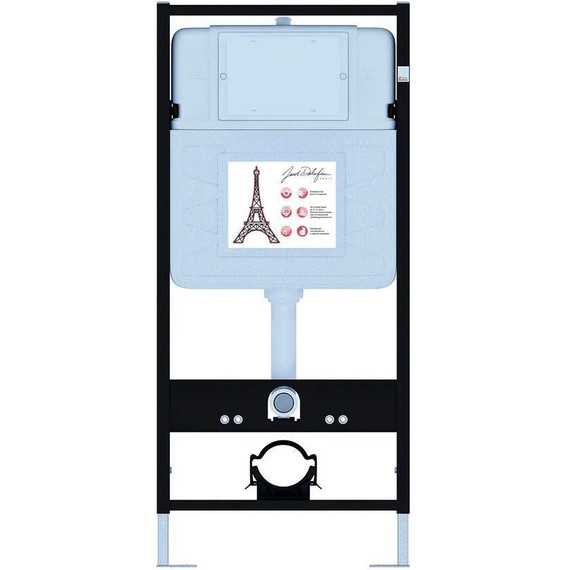 Инсталляция с подвесным безободковым унитазом Jacob Delafon Elite E21743RU-BL, сиденье с тонкой крышкой микролифт - фото 2