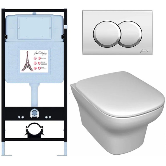 Инсталляция с подвесным безободковым унитазом Jacob Delafon Vox E21747RU-CP, сиденье с крышкой микролифт - фото 