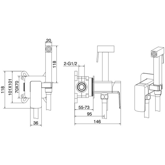Набор для гигиенического душа Allen Brau Infinity 5.21005-31 (со скрытой частью) чёрный матовый - фото 7