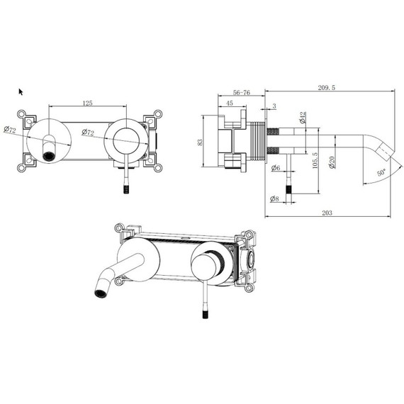 Смеситель для раковины настенный Allen Brau Priority 4.0 5.31C03-00 (со скрытой частью) - фото 3