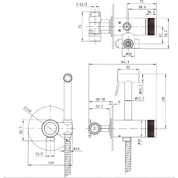 Набор для гигиенического душа Allen Brau Liberty 5.33005-31 (со скрытой частью) чёрный матовый - фото 9