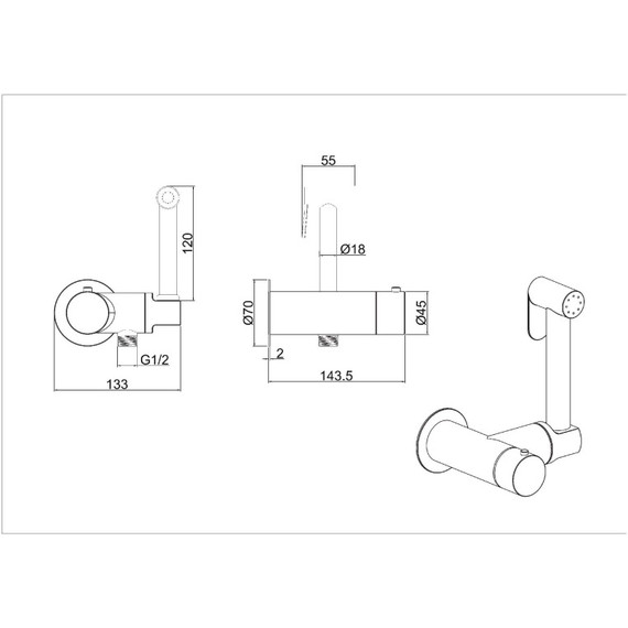 Набор для гигиенического душа с термостатом Allen Brau Thermo Rund 5.60001-00 - фото 6