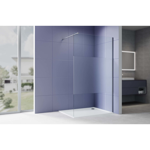 Душевая перегородка Aquatek Walk in 120 см AQ.WI.120.3GM (стекло 8 мм) с кронштейном в комплекте, оружейная сталь/матовое - фото 