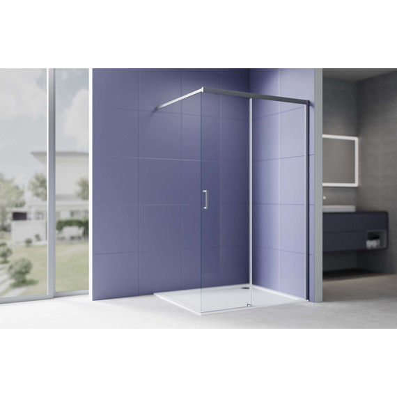 Душевая перегородка Aquatek Walk in 120 см AQ.WISL.120.1GM (стекло 8 мм) с кронштейном в комплекте, оружейная сталь/прозрачное - фото 