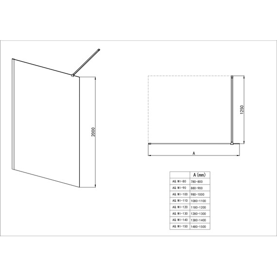 Душевая перегородка Aquatek Walk in 140 см AQ.WI.140.2CH (стекло 8 мм) с кронштейном в комплекте, серебро/матовое - фото 3