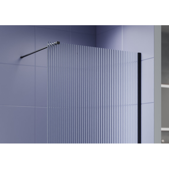 Душевая перегородка Aquatek Walk in 120 см AQ.WI.120.2BL (стекло 8 мм) с кронштейном в комплекте, чёрный матовый/матовое - фото 2