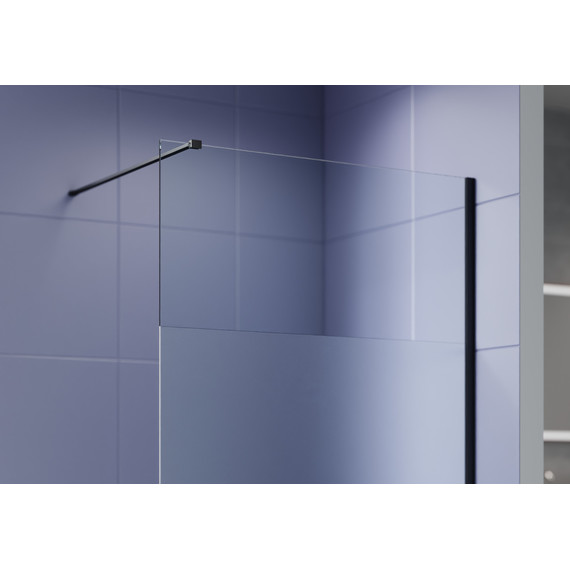 Душевая перегородка Aquatek Walk in 120 см AQ.WI.120.3BL (стекло 8 мм) с кронштейном в комплекте, чёрный матовый/матовое - фото 2