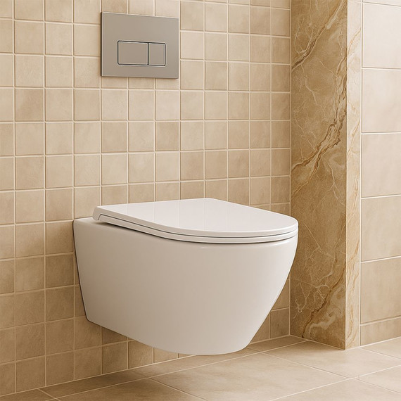 Унитаз подвесной безободковый Azario Uno AZ-2380 с тонкой крышкой микролифт - фото 4