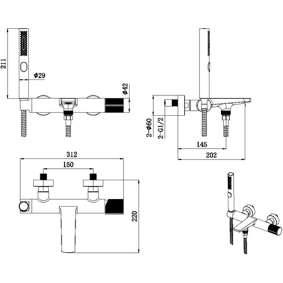 Смеситель для ванны Allen Brau Liberty 5.33006-31, чёрный матовый - фото 6