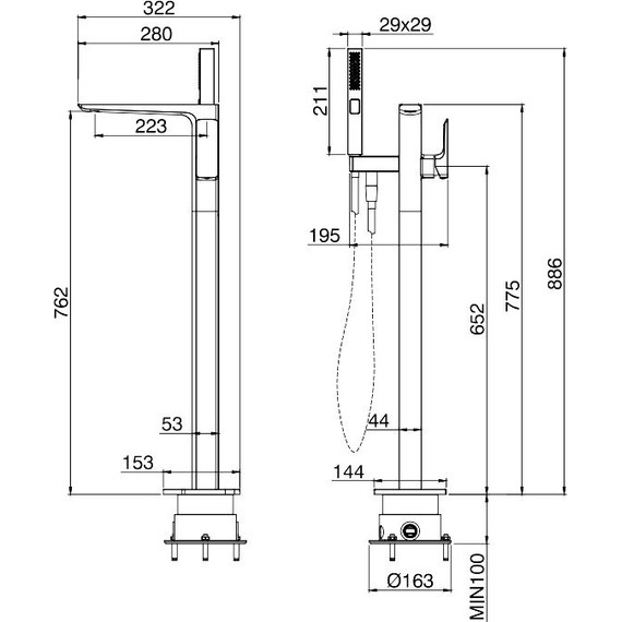 Смеситель для ванны Allen Brau Infinity 5.21009-31 (со скрытой частью) чёрный матовый - фото 19