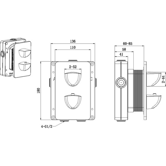 Смеситель для ванны с термостатом Allen Brau Infinity 5.21316-00 (со скрытой частью) - фото 4