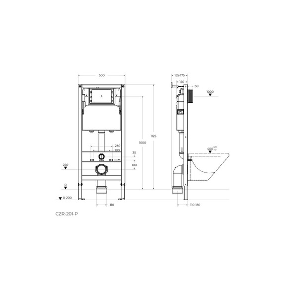 Инсталляция для подвесного унитаза Cezares CZR-201-P - фото 6
