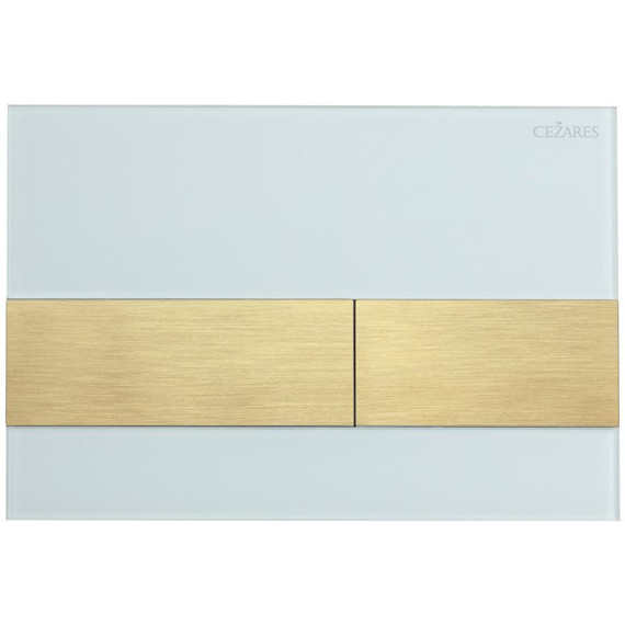 Кнопка смыва Cezares Lux LUX-GB-1-BORO, брашированное золото/белое стекло - фото 