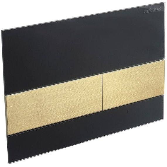Кнопка смыва Cezares Lux LUX-GN-1-BORO, брашированное золото/чёрное стекло - фото 3