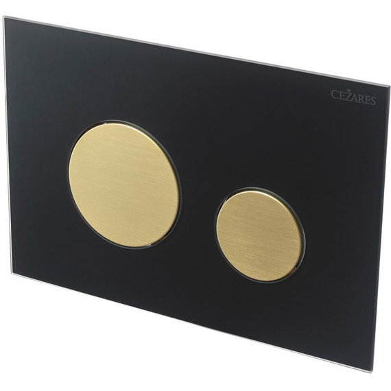 Кнопка смыва Cezares Lux LUX-GN-BORO-C, брашированное золото/чёрное стекло - фото 3
