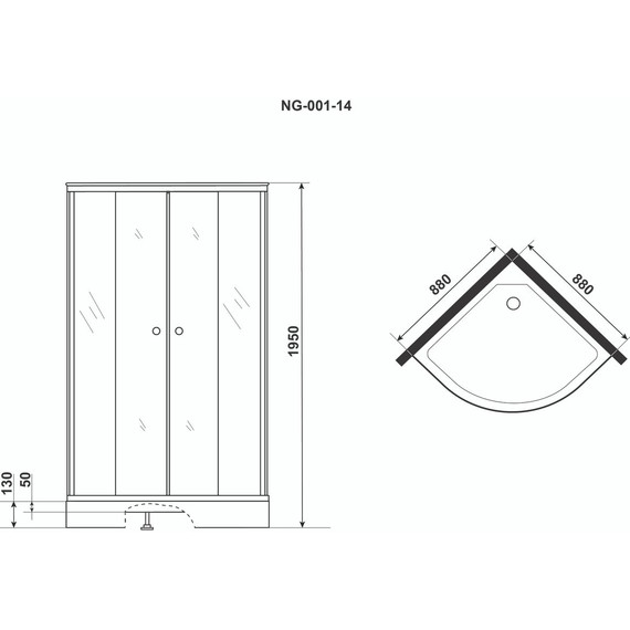 Душевое ограждение Niagara Eco 90x90 см NG-001-14, хром/узор - фото 2
