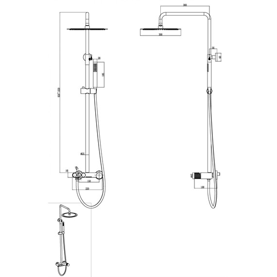 Душевая стойка Boheme Stick 128-BRB.3, брашированная бронза - фото 2
