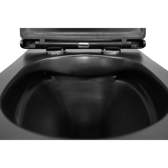 Унитаз подвесной безободковый Azario Grado AZ-0046N-MB с крышкой микролифт, чёрный матовый, Цвет производителя: чёрный матовый - фото 6