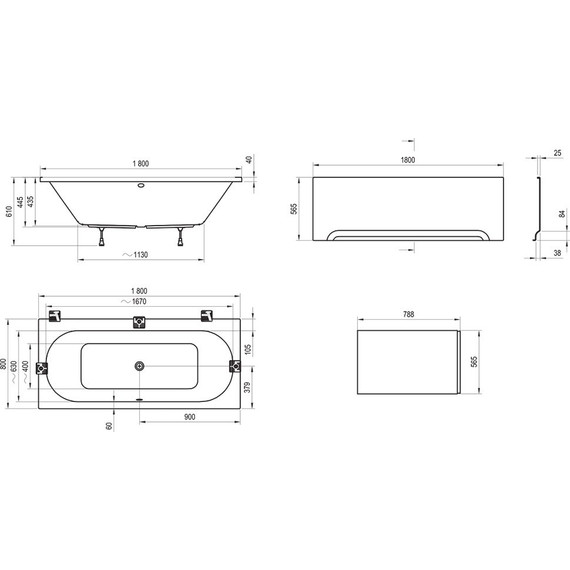 Ванна акриловая Ravak City 180x80 см C920000000 - фото 5