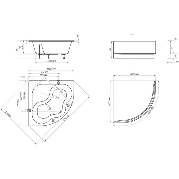 Панель фронтальная для ванны GENTIANA/NEW DAY 150 см CZG1000AN0 - фото 2