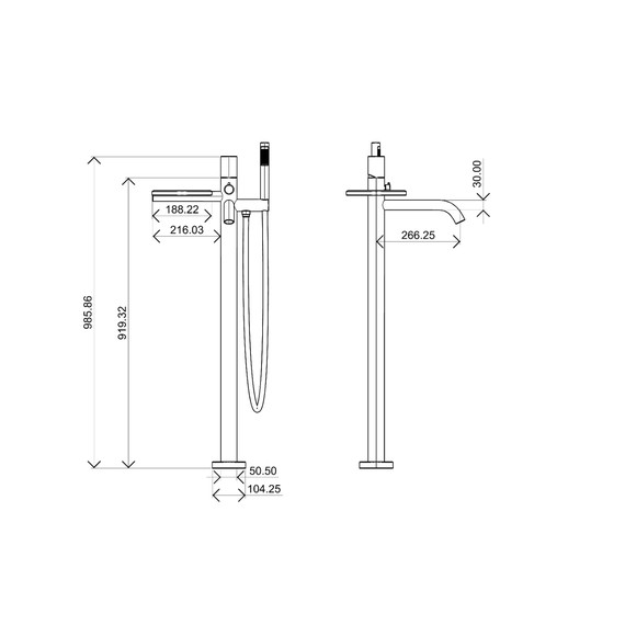 Смеситель для ванны напольный Boheme Stick 129-NB.4, никель - фото 2