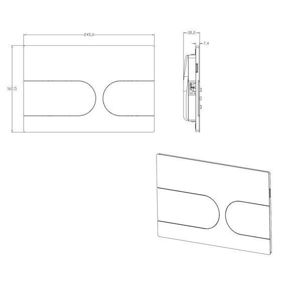 Кнопка смыва Azario NEW-TS AZ-SS-001-BR, серый матовый - фото 3