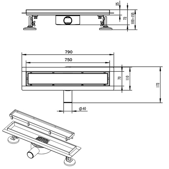 Трап Azario 75 см AZT3TILE750 (под плитку) - фото 5