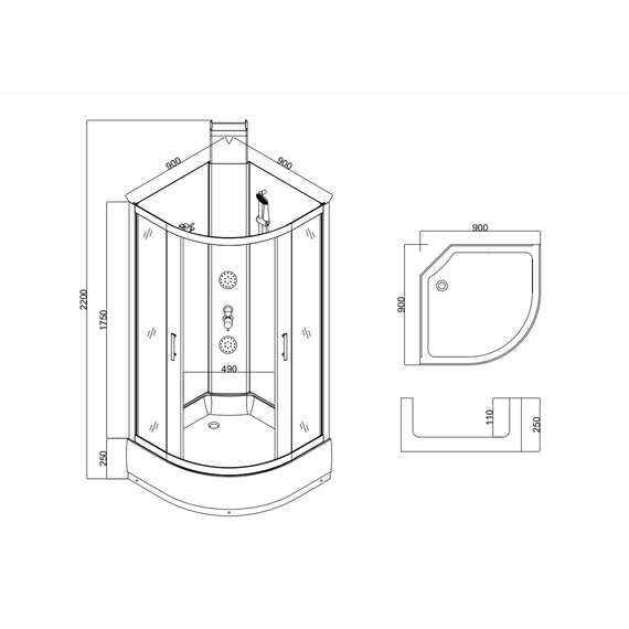 Гидробокс Taliente 90x90 см TA-99CW, белый/прозрачное - фото 11
