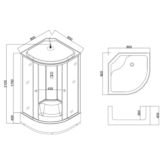 Душевая кабина Taliente 80x80 см TA-8080M, хром/матовое - фото 4