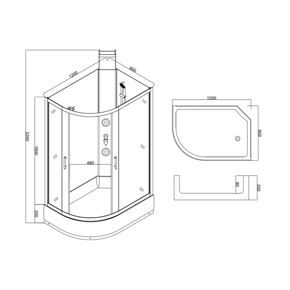 Гидробокс Taliente 120x80 см TA-128CB(R), чёрный/прозрачное - фото 8