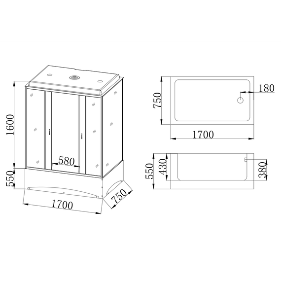 Душевая кабина Taliente 170x75 см TA-17075G, хром/тонированное - фото 7