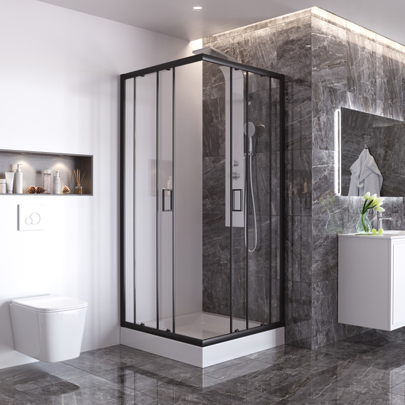 Душевое ограждение Taliente 100x100 см TA-10102-1CB, чёрный/прозрачное - фото 3