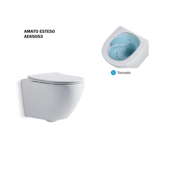 Унитаз подвесной безободковый Taliente Amato Esteso T3 AE65053 с крышкой микролифт (система смыва Торнадо) - фото 5