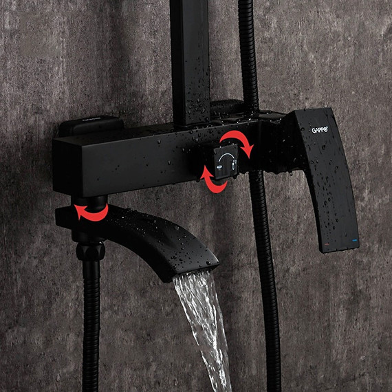 Душевая стойка Gappo G2407-6, черный - фото 3