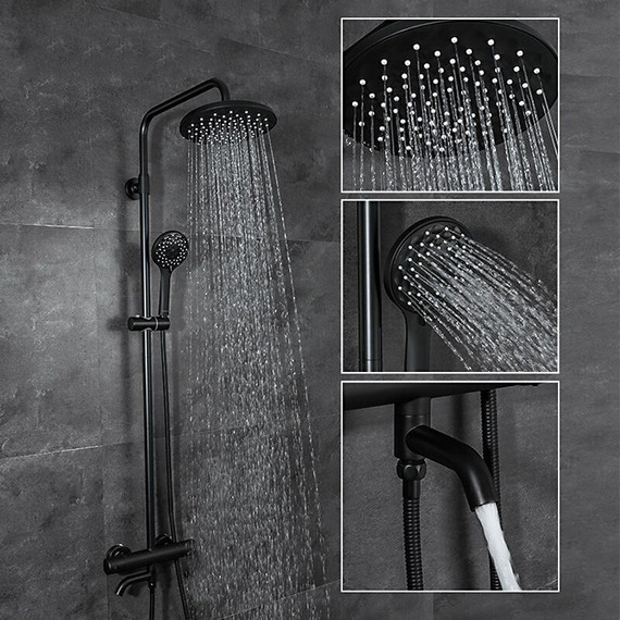 Душевая стойка с термостатом Gappo G2490-6, черный, Цвет производителя: чёрный - фото 8