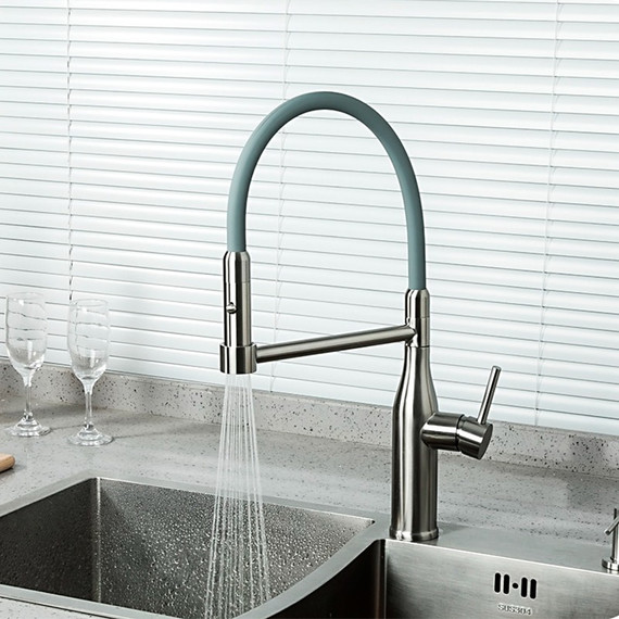 Смеситель для кухни Gappo G4398-55, серый/сатин - фото 2